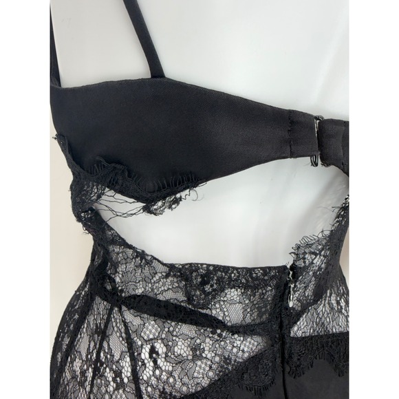 BEC BRIDGE Black Lace Trim Cutout Slip Maxi Dress Spaghetti Straps Formal Evenin - Picture 10 of 10